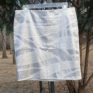 WHBM Skirt Women White House Black Market Sequin Mini Gray Silver EUC Size 10